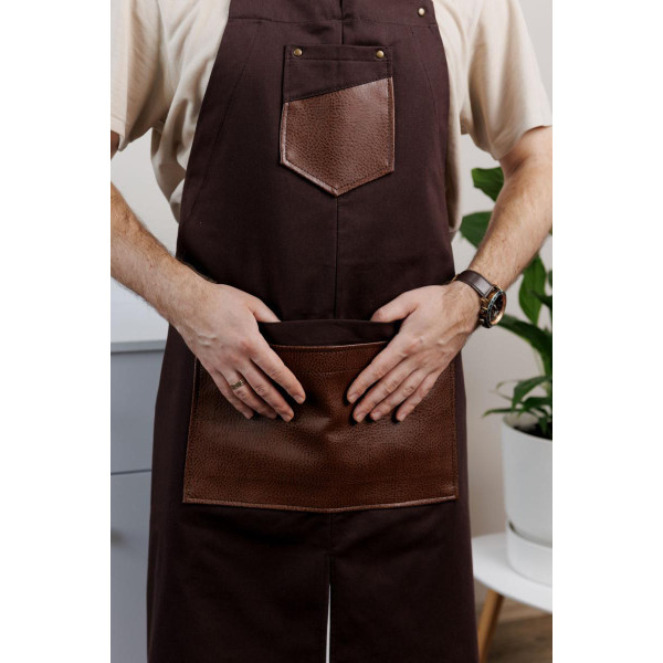 Фото - Фартук Прованс мужской с кожаным декором коричневый 85x90 см (044773)