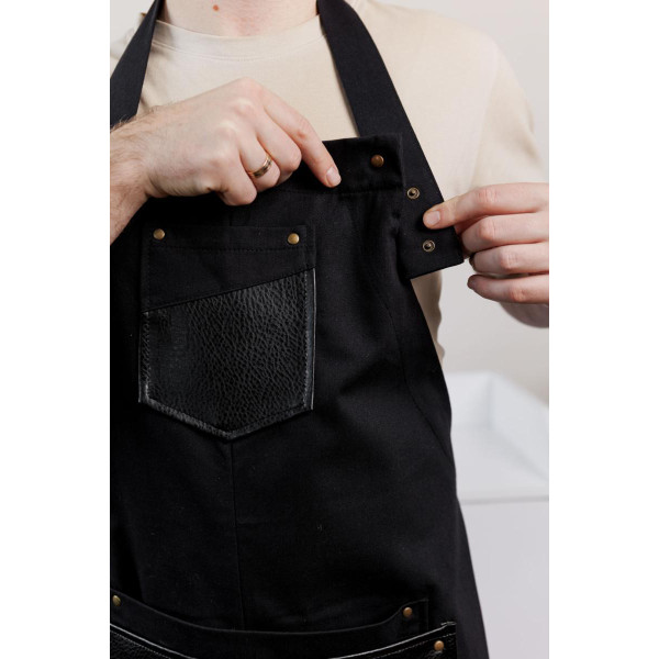 Фото - Фартук Прованс мужской с кожаным декором черный 85x90 см (044777)