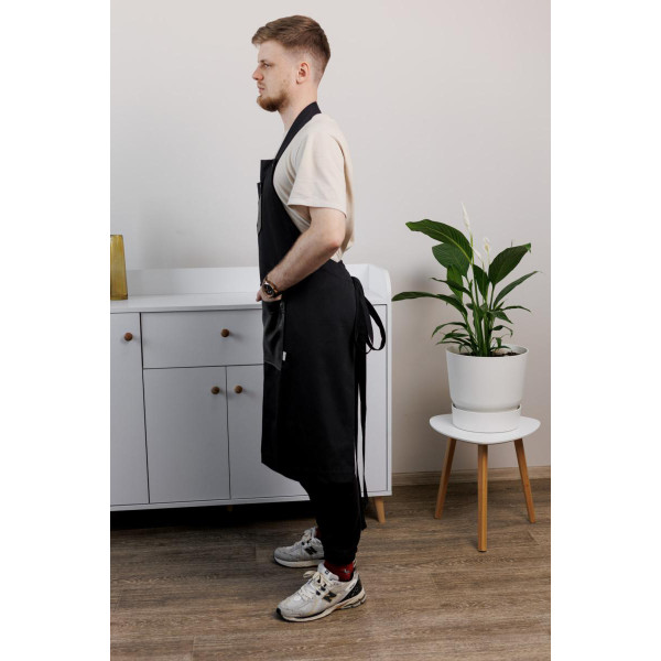 Фото - Фартук Прованс мужской с кожаным декором черный 85x90 см (044777)