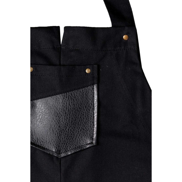 Фото - Фартук Прованс мужской с кожаным декором черный 85x90 см (044777)