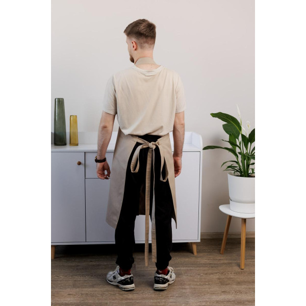 Фото - Фартук Прованс мужской с кожаным декором бежевый 85x90 см (044779)