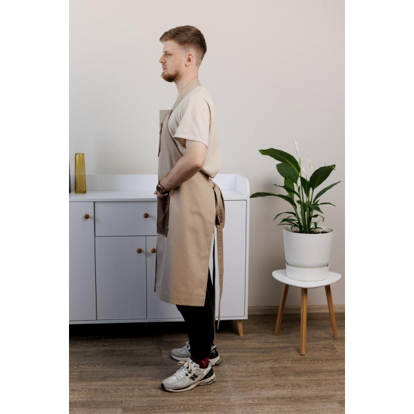 Фото - Фартук Прованс мужской с кожаным декором бежевый 85x90 см (044779)