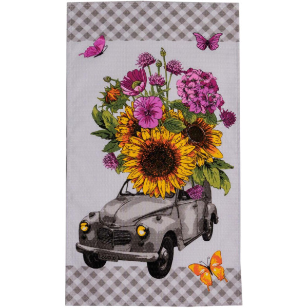 Фото - Полотенце кухонное Прованс вафельное Подсолнухи в авто 34x58 см (044951)