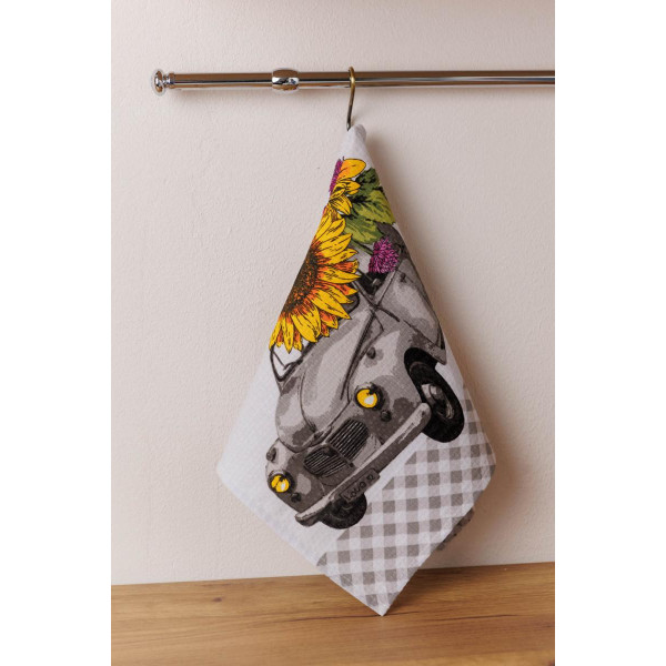 Фото - Полотенце кухонное Прованс вафельное Подсолнухи в авто 34x58 см (044951)