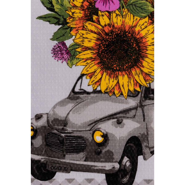 Фото - Полотенце кухонное Прованс вафельное Подсолнухи в авто 34x58 см (044951)