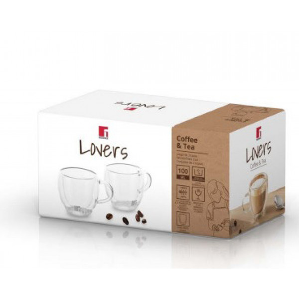 Фото - Набір чашок з подвійними стінками Bergner Coffee & tea lovers 100 мл 2 шт. (BG-20114-MM)