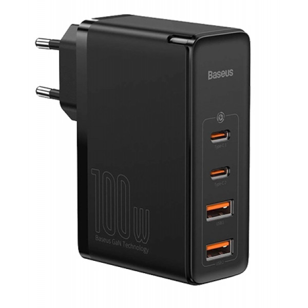 Фото - Сетевое зарядное устройство Baseus 2xUSB 100W GaN 2xUSB-C+2xUSB-A (CCGAN2P-L01)