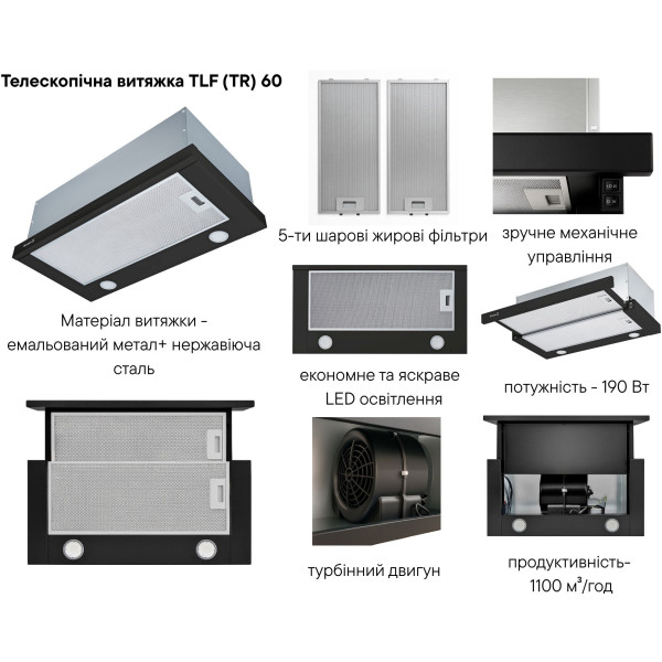 Фото - Вытяжка встраиваемая Borgio TLF (TR) 1100 60 Black