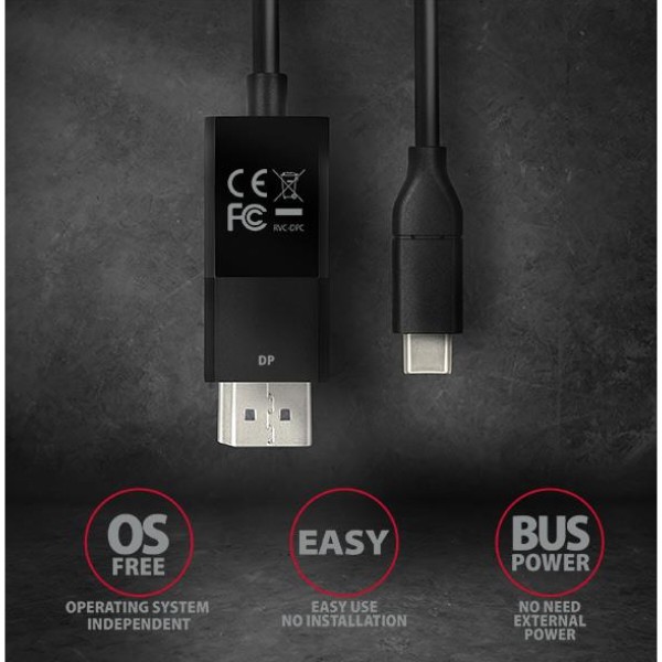 Фото - Кабель AXAGON RVC-DPC USB-C-DisplayPort 1.8м Black (RVC-DPC)