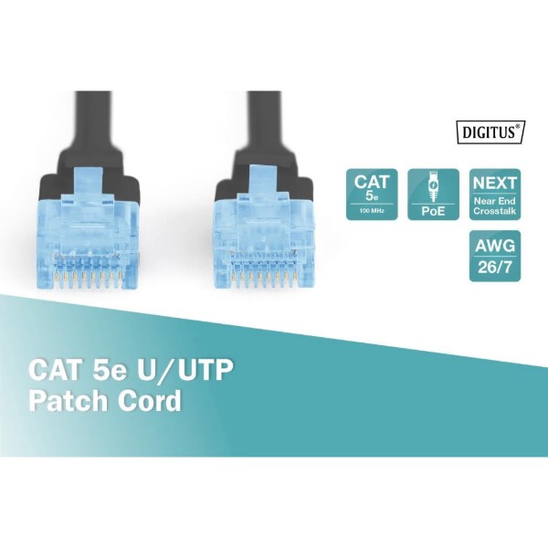 Фото - Кабель патч-корд Digitus CAT 5e UTP 0.5m Black (DK-1511-005/Black)