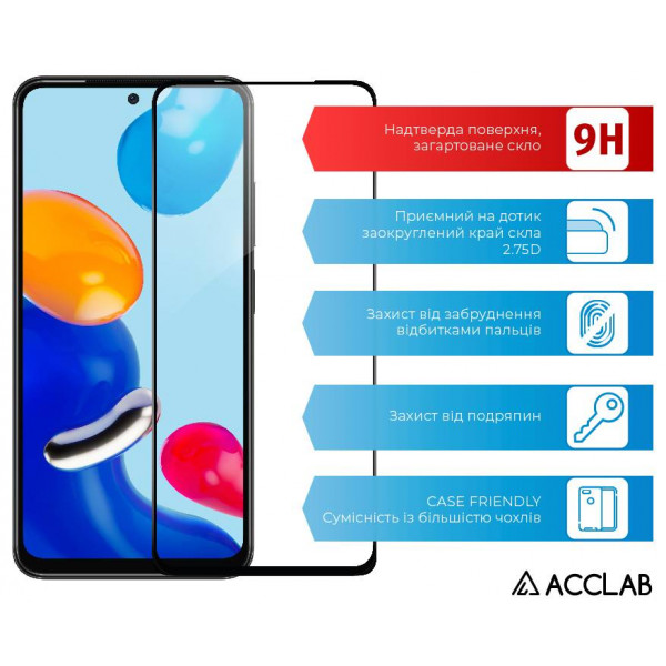 Фото - Защитное стекло для смартфона ACCLAB Full Glue for Xiaomi Redmi Note 11 Pro Black (1283126522659)