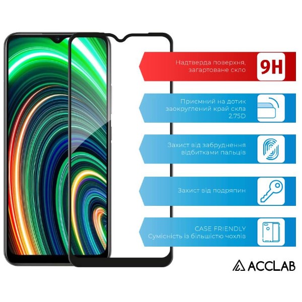 Фото - Защитное стекло для смартфона ACCLAB Full Glue for Realme C25Y Black (1283126542350)