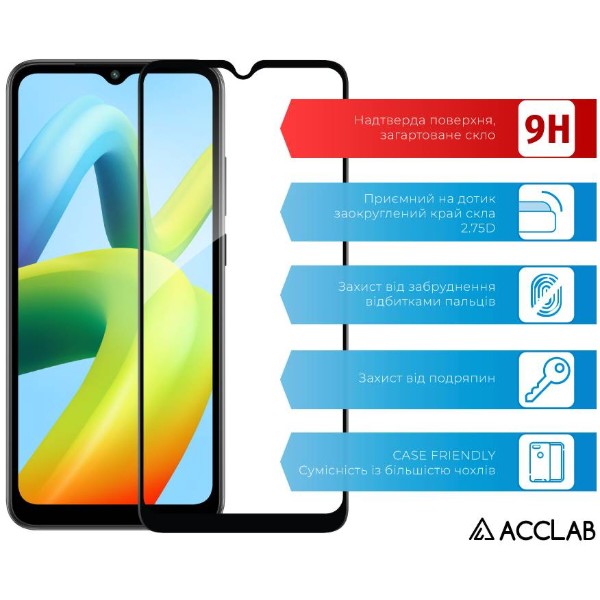 Фото - Защитное стекло для смартфона ACCLAB Full Glue for Xiaomi Redmi A1 Black (1283126545306)