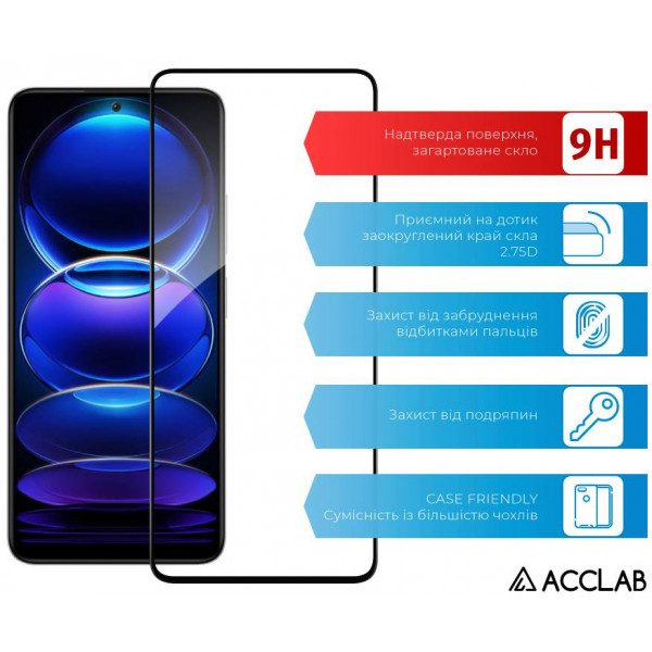 Фото - Захисне скло для смартфону ACCLAB Full Glue for Xiaomi Redmi Note 12 Black (1283126549335)