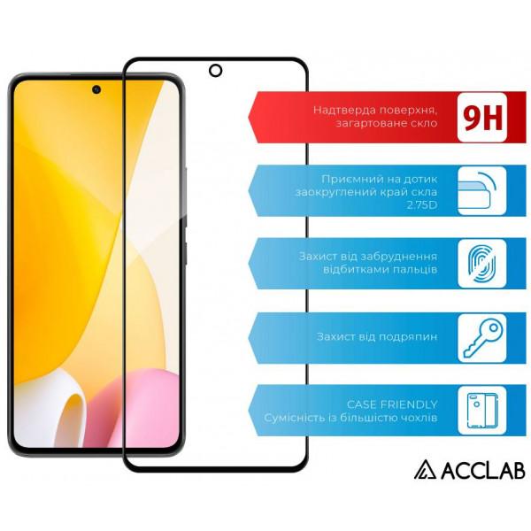 Фото - Захисне скло для смартфону ACCLAB Full Glue for Xiaomi 12 Lite Black (1283126559358)
