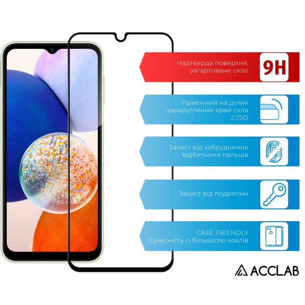 Фото - Защитное стекло для смартфона ACCLAB Full Glue for Samsung A14 Black (1283126559747)