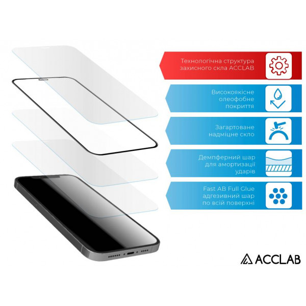 Фото - Защитное стекло для смартфона ACCLAB Full Glue for Samsung A14 Black (1283126559747)