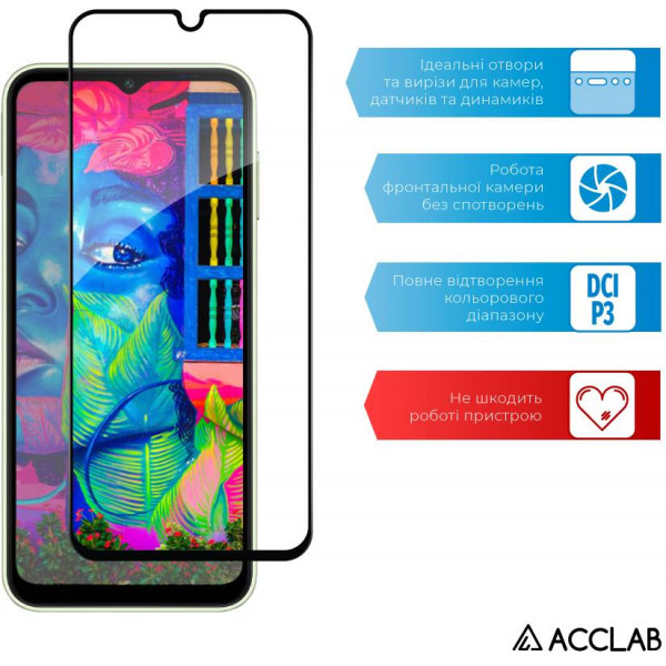 Фото - Защитное стекло для смартфона ACCLAB Full Glue for Samsung A14 Black (1283126559747)