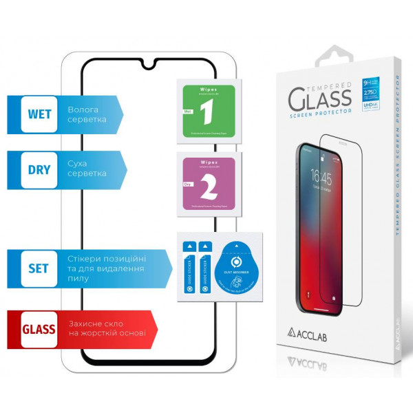 Фото - Защитное стекло для смартфона ACCLAB Full Glue for Samsung A14 Black (1283126559747)