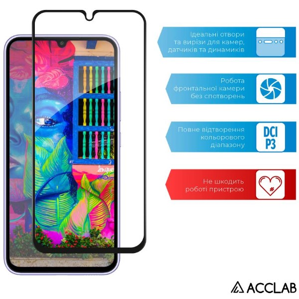 Фото - Защитное стекло для смартфона ACCLAB Full Glue for Samsung A34 5G (1283126559808)