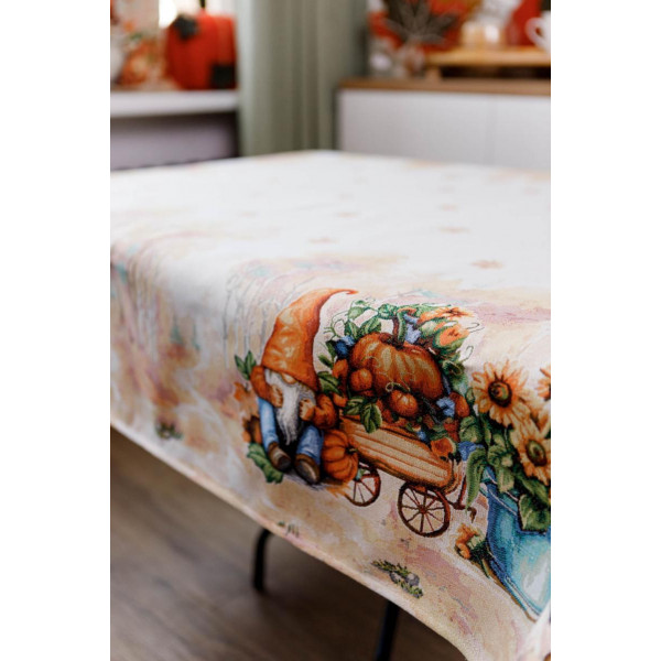 Фото - Скатертина прямокутна Прованс Гарбузові гноми 135х260 см (036245)