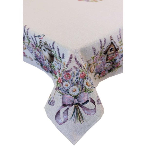 Фото - Скатерть прямоугольная Прованс Лавандовый садик 135х140 см (044168)