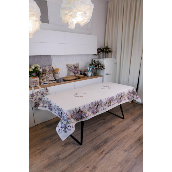 Фото - Скатерть прямоугольная Прованс Лавандовый садик 135х140 см (044168)