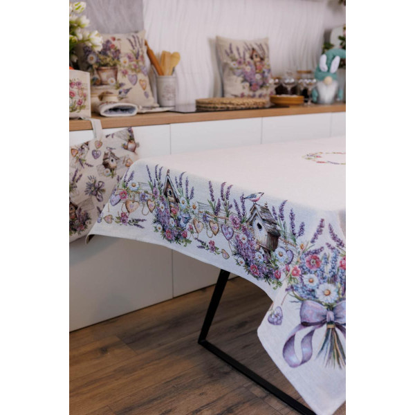 Фото - Скатерть прямоугольная Прованс Лавандовый садик 135х140 см (044168)