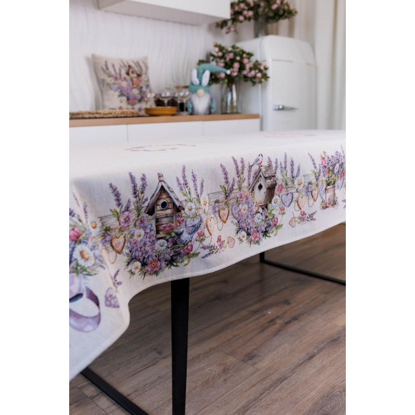 Фото - Скатерть прямоугольная Прованс Лавандовый садик 135х140 см (044168)