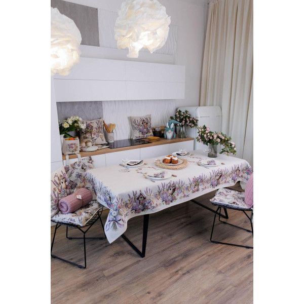Фото - Скатерть прямоугольная Прованс Лавандовый садик 135х140 см (044168)