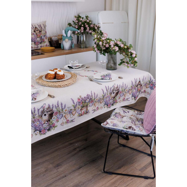 Фото - Скатерть прямоугольная Прованс Лавандовый садик 135х140 см (044168)