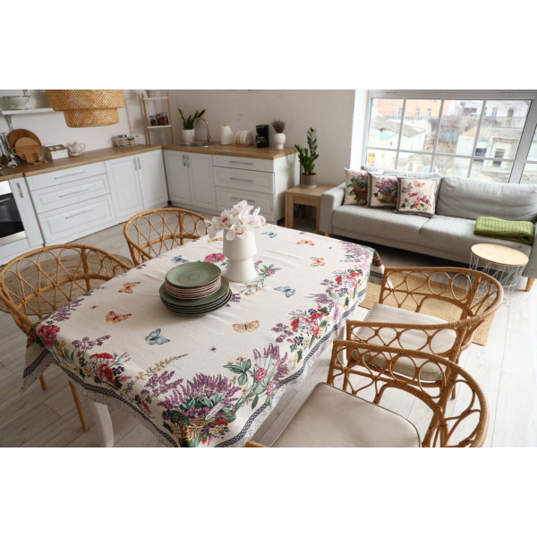 Фото - Скатерть прямоугольная Прованс Лавандовое поле 135х350 см (034315)