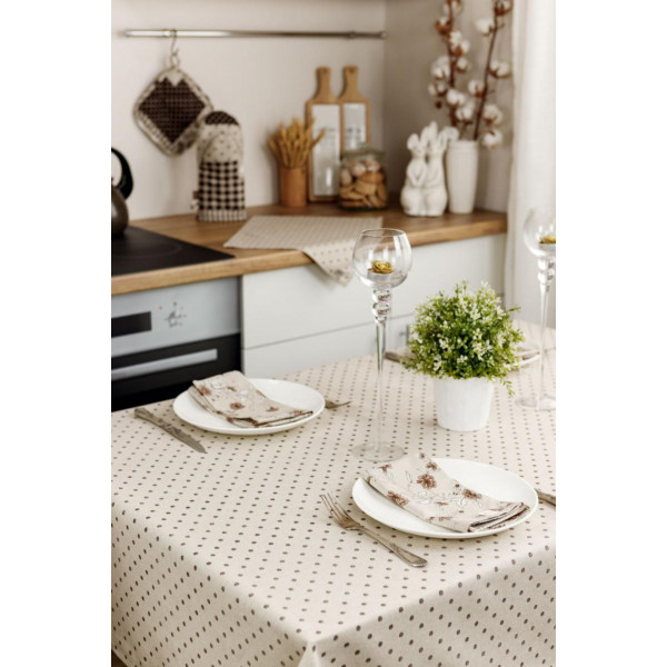 Фото - Скатерть прямоугольная Прованс Горох коричневый 136х180 см (031580)