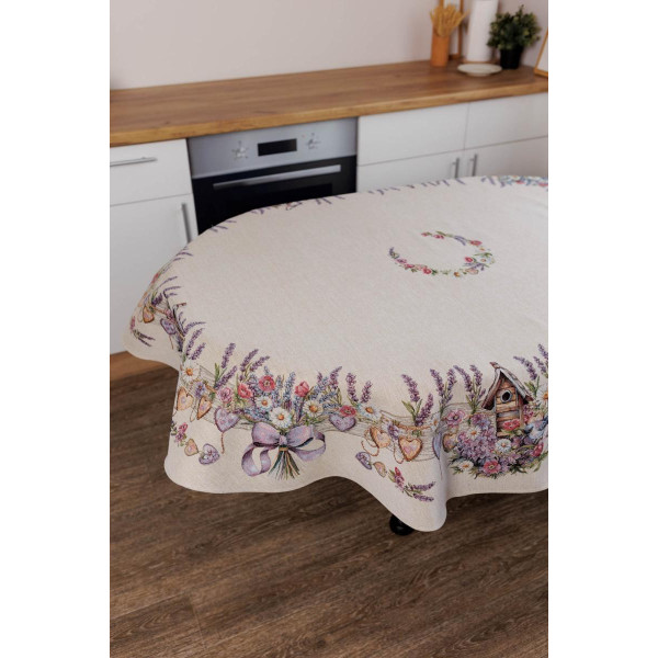 Фото - Скатертина овальна Прованс гобеленова Лавандовий садочок 136х240 см (044184)