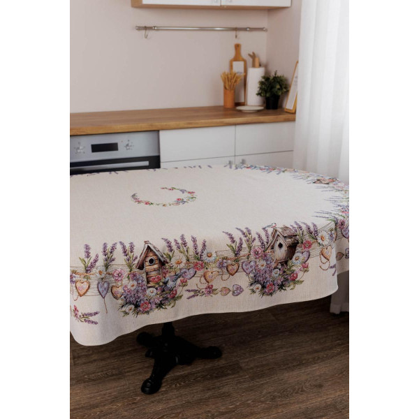 Фото - Скатертина овальна Прованс гобеленова Лавандовий садочок 136х240 см (044184)