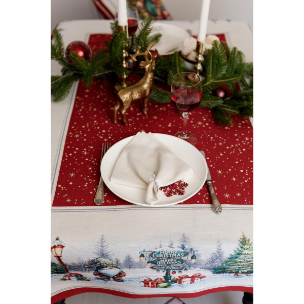 Фото - Скатертина овальна Прованс Різдвяне багаття 135х220 см (037402)