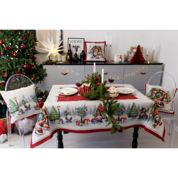 Фото - Скатертина овальна Прованс Різдвяне багаття 135х220 см (037402)