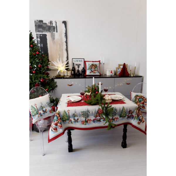 Фото - Скатертина овальна Прованс Різдвяне багаття 135х220 см (037402)