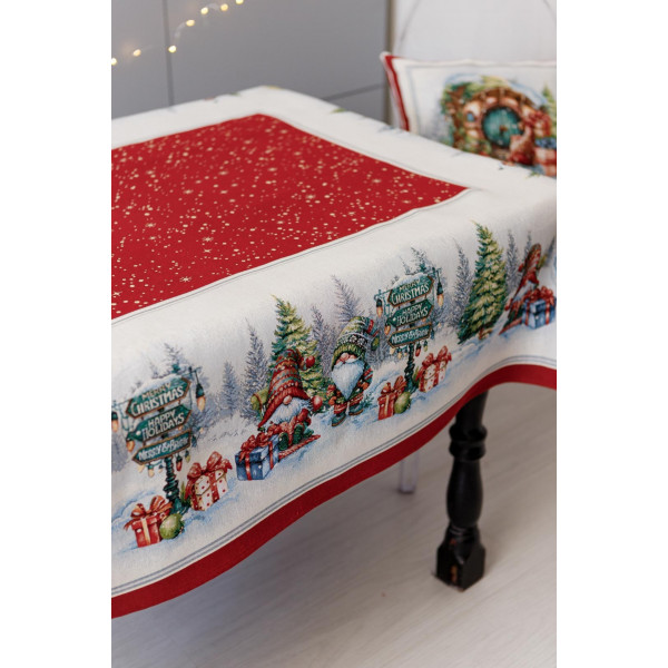 Фото - Скатертина овальна Прованс Різдвяне багаття 135х220 см (037402)