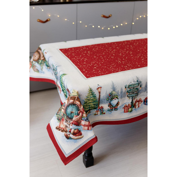 Фото - Скатертина овальна Прованс Різдвяне багаття 135х220 см (037402)