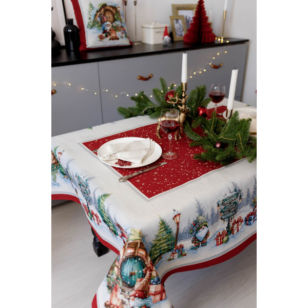 Фото - Скатертина овальна Прованс Різдвяне багаття 135х220 см (037402)
