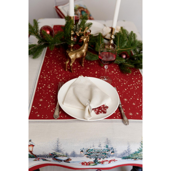 Фото - Скатертина овальна Прованс Різдвяне багаття 135х220 см (037402)