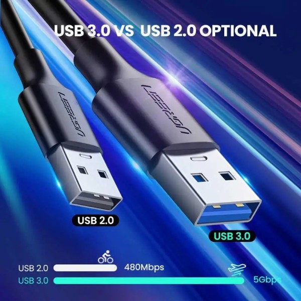 Фото - Кабель UGREEN US184 USB 3.0 to USB Type-C Male 1.5m Black (20883)
