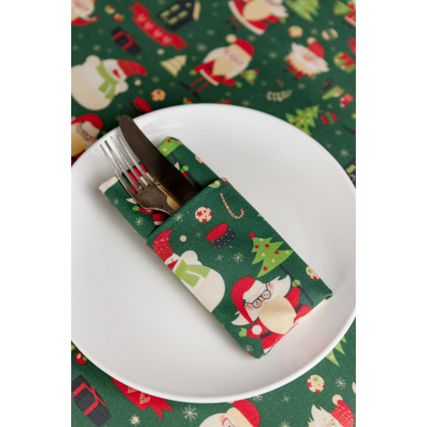 Фото - Скатертина прямокутна Прованс Санта на зеленому 140х180 см (035787)