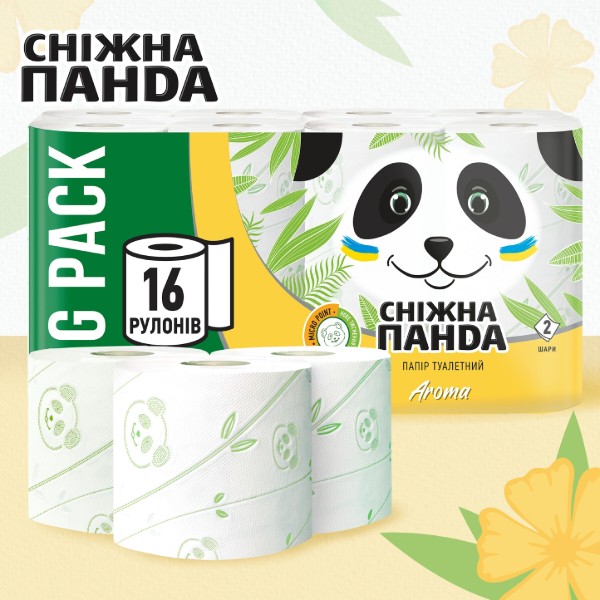 Фото - Туалетний папір Сніжна панда Арома 16шт 2 шари