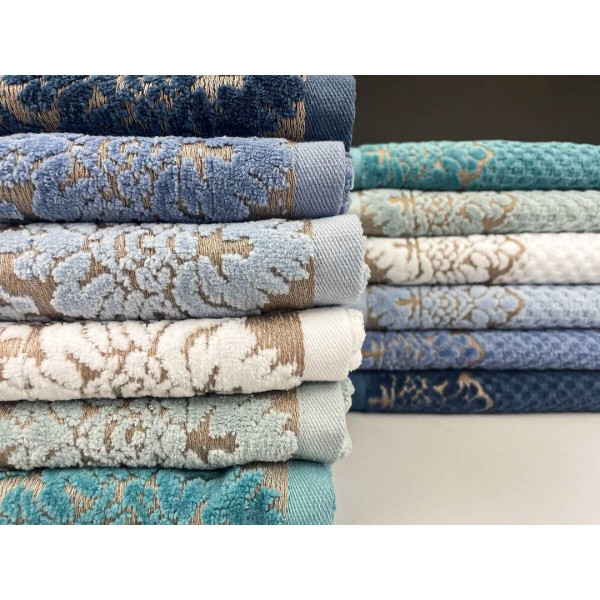 Фото - Полотенце для рук GM Textile Дамаск изумрудное махровое велюр 40х70