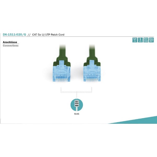Фото - Кабель патч-корд Digitus CAT 5e UTP 2m Green (DK-1511-020/G)