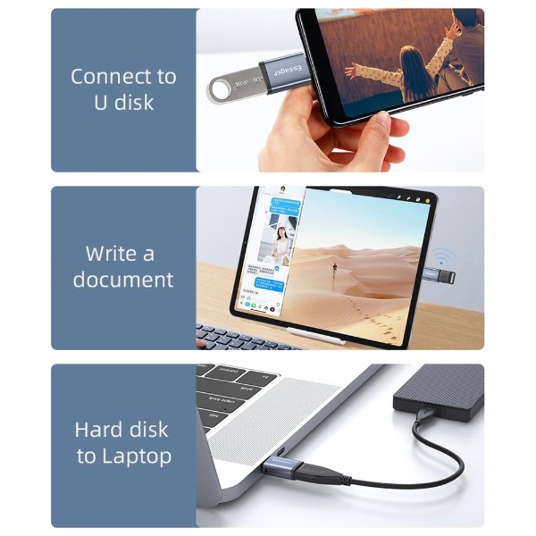 Фото - Переходник Essager Soray OTG (Micro Female to Type-C Male) USB2.0 Adaptor Grey (EZJMC-SRC0G)