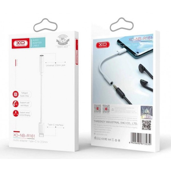 Фото - Переходник аудио XO NB-R161 audio adapter Type-c to  3.5 mm White (6920680873234)