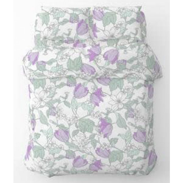 Фото - Комплект постільної білизни Home Line Весняний вечір лілово-ментоловий (168343)